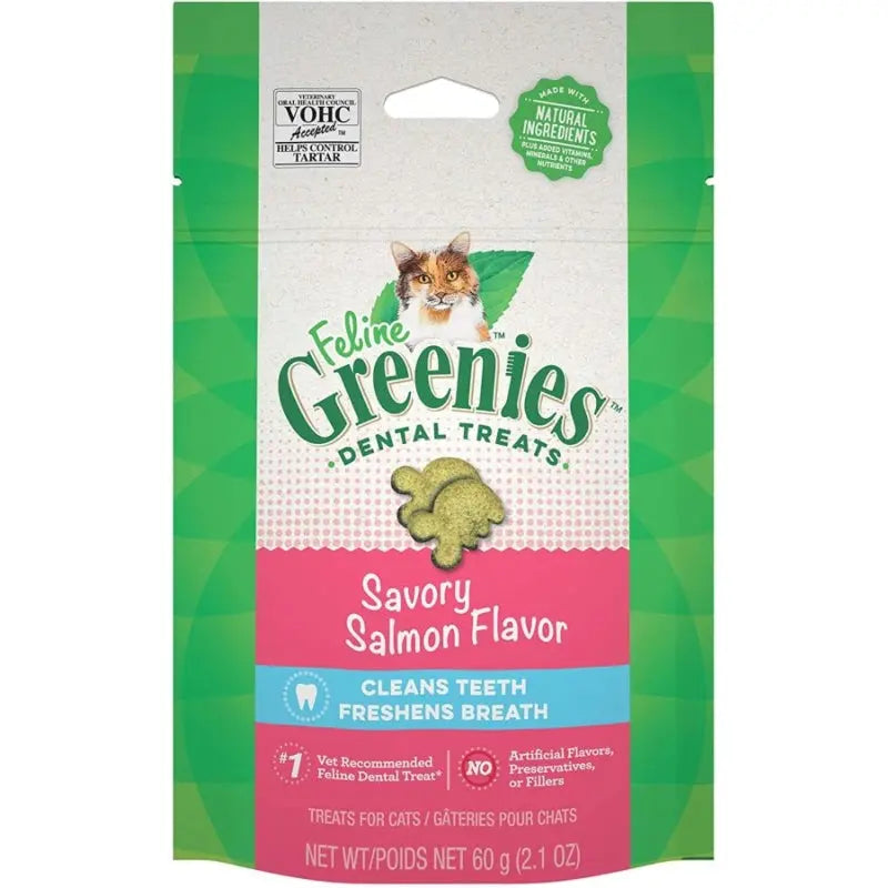 Greenies Feline Natural Dental Treats Tempting Salmon Flavor - 2.5 oz 