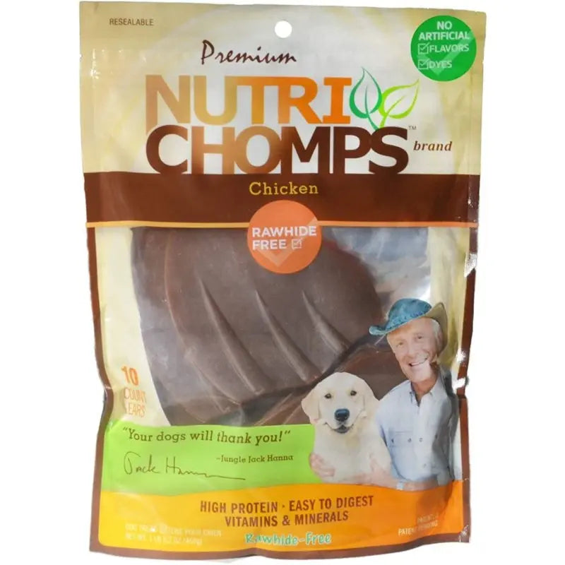 Nutri Chomps Pig Ear Shaped Dog Treat Chicken Flavor  - 10 count 