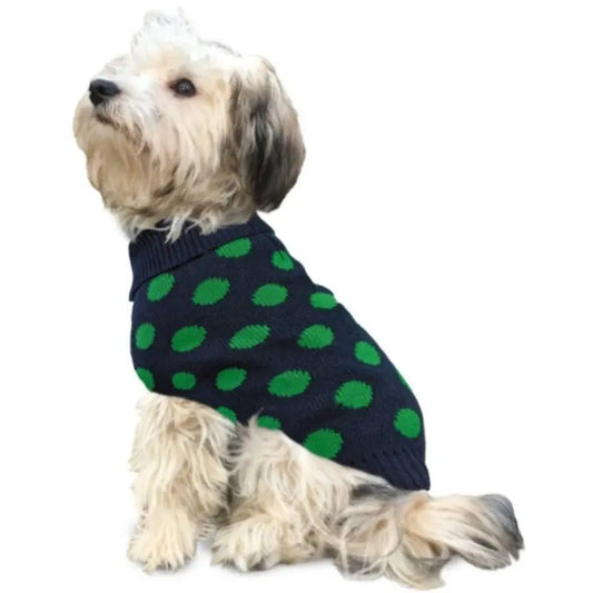 Fashion Pet Contrast Dot Dog Sweater Green - X-Large 