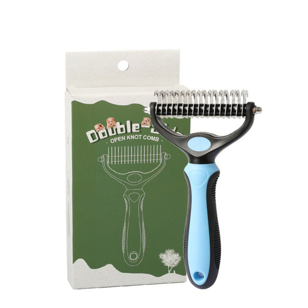 Pet Grooming Brush - Double Sided Shedding, Dematting Undercoat Rake For Dogs, Cats 