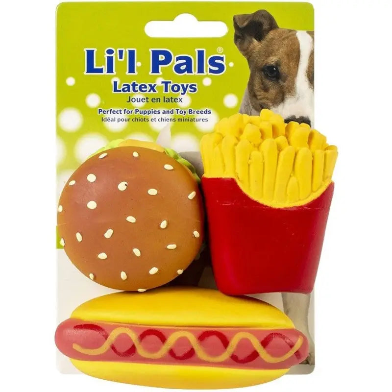 Lil Pals Lil Pals Latex Hamburger, Fries, and Hotdog Dog Toys - 1 count 