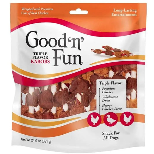 Healthy Hide Good'n' Fun Triple-Flavor Kabobs Chicken, Duck and Chicken Liver - 36 count 