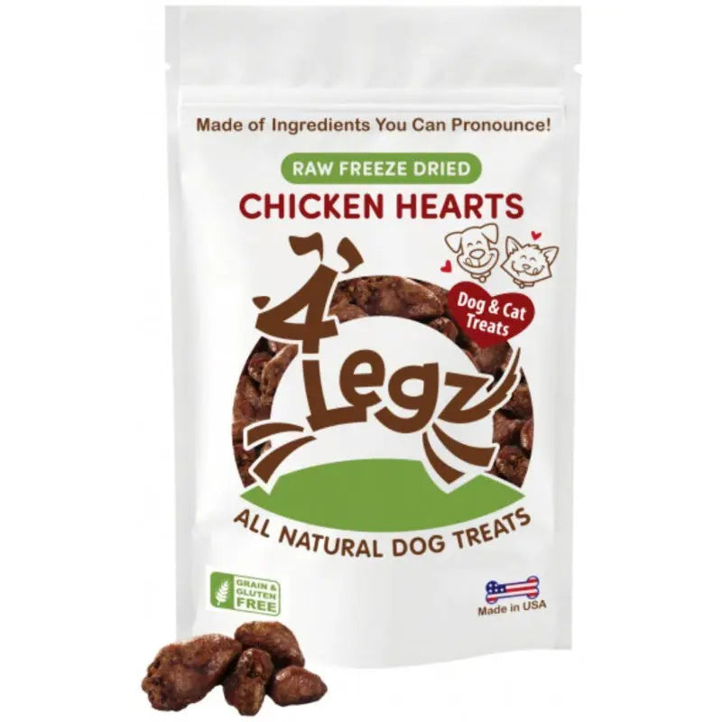 4Legz Freeze Dried Chicken Hearts Dog Treats - 4 oz 