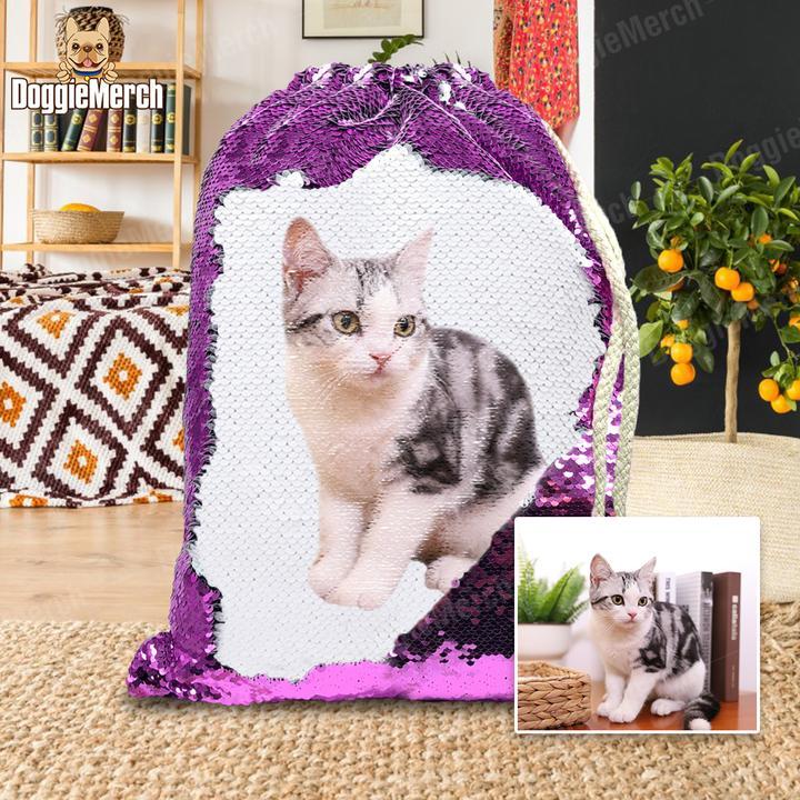 Custom Sequins Backpack of Your Pet's Photo 