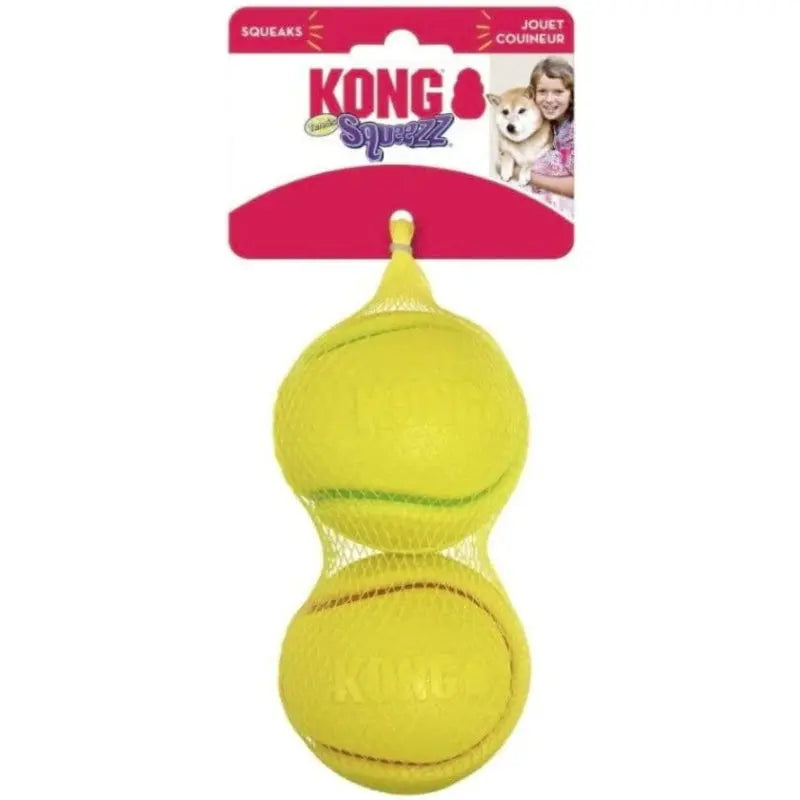 KONG Squeezz Tennis Ball Assorted Colors - Medium 2 count 