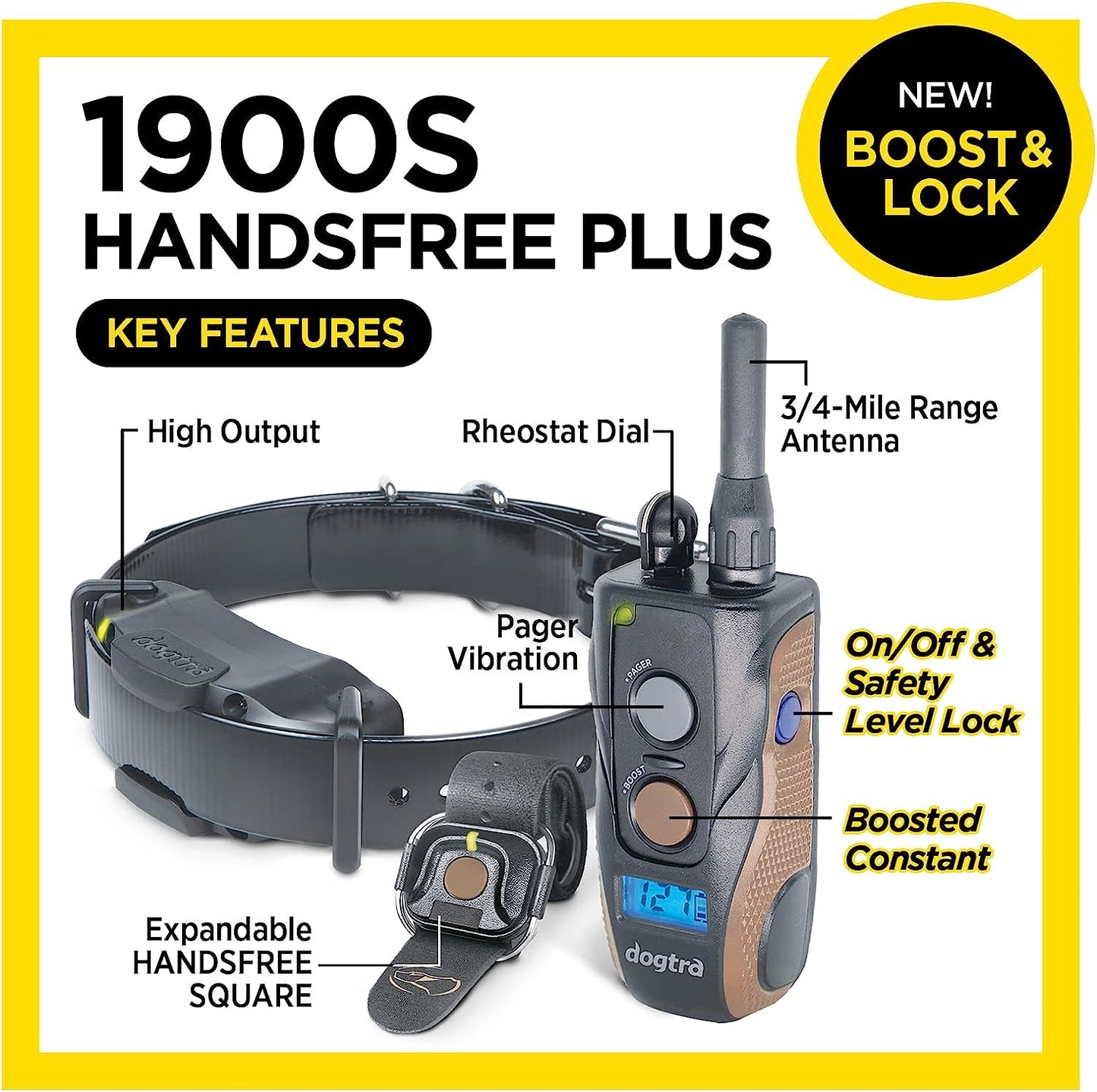 Dogtra 1900S HANDSFREE Plus Boost and Lock, Remote Dog Training E-Collar 