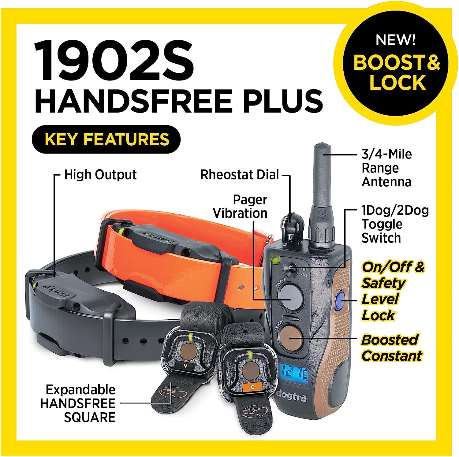 Dogtra 1902S HANDSFREE Plus Boost and Lock, Remote Dog Training E-Collar 