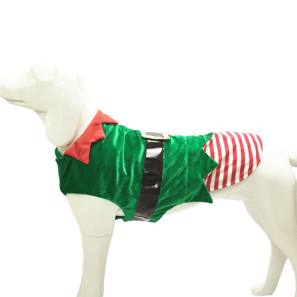 Fashion Christmas Clothes Green Elf Pet Dog Christmas Costume 