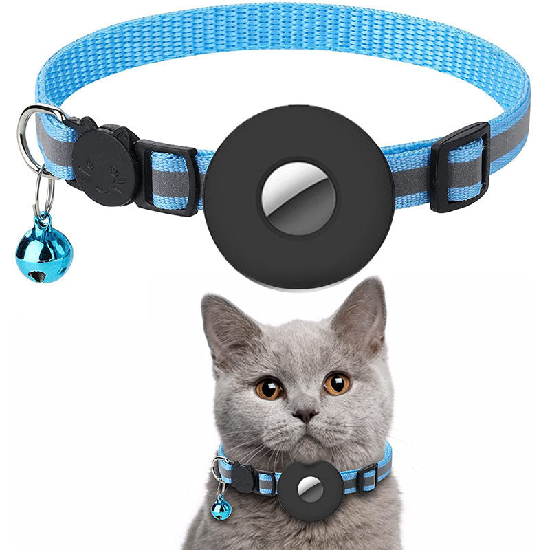 Airtag Pet Collar With Bell Reflective Adjustable Anti-lost Cat Dog Collar 