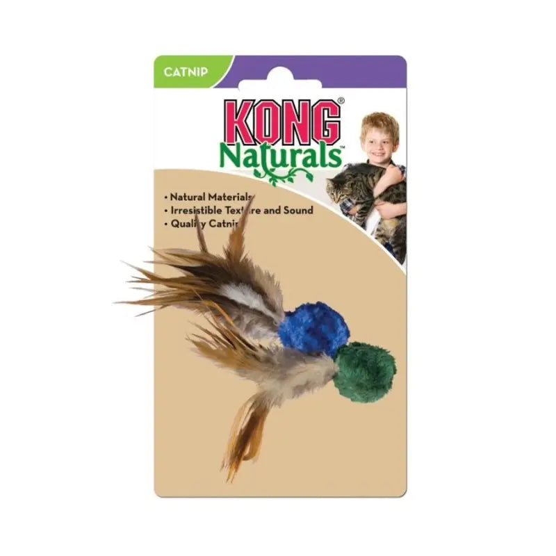 KONG Crinkle Ball with Feathers Cat Toy - Crinkle Ball Cat Toy 