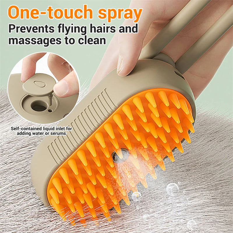 Pet Steam Brush - 3 In 1 Electric Spray Pet Grooming Comb 