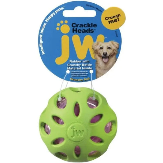 JW Pet Crackle Heads Rubber Ball Dog Toy Medium - 1 count 