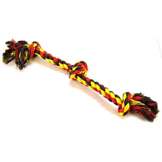 Flossy Chews Colored 3 Knot Tug Rope - Large - 25" Long 