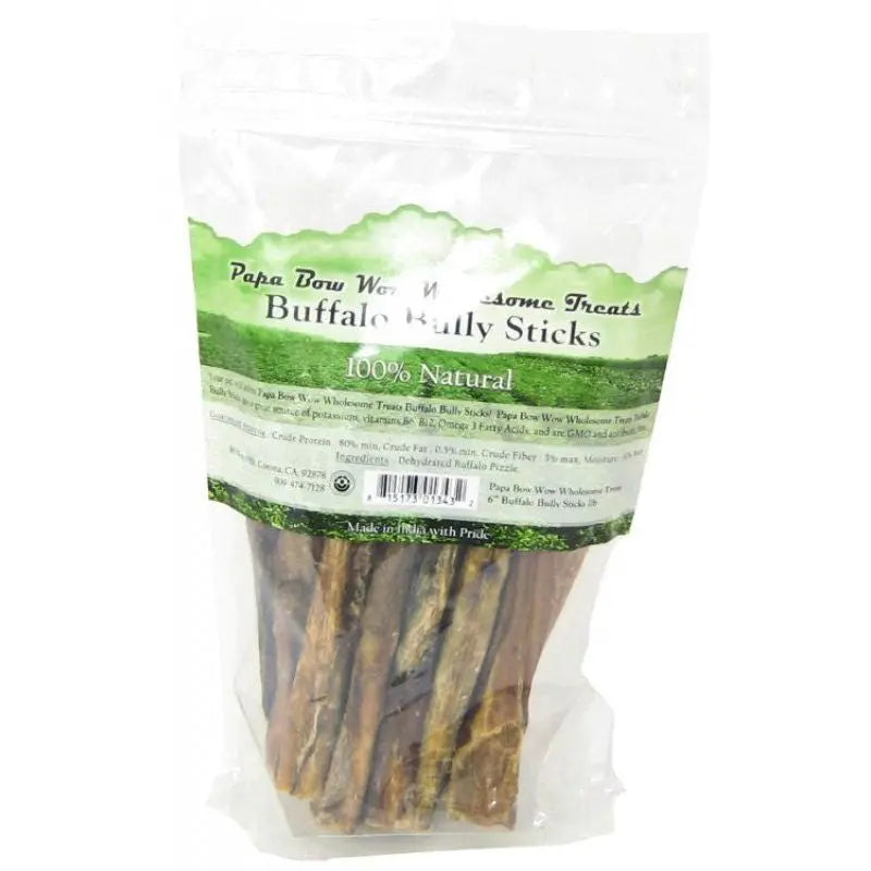 Papa Bow Wow Buffalo Bully Sticks - 6" Long - 1 lb 