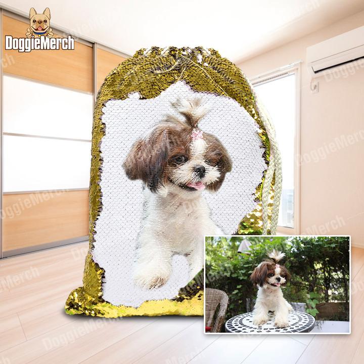 Custom Sequins Backpack of Your Pet's Photo 