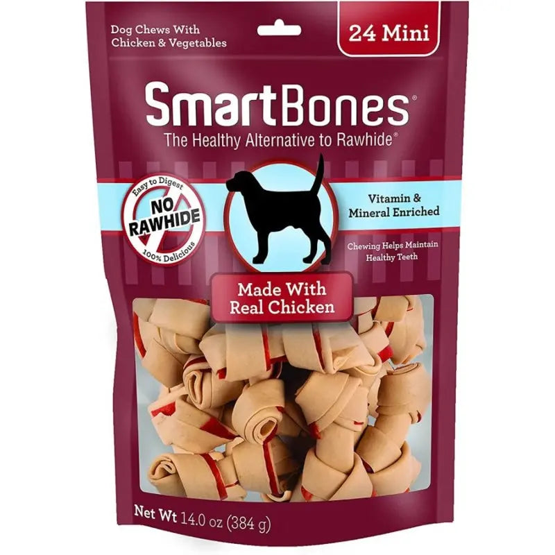 SmartBones Chicken & Vegetable Dog Chews - Mini - 2" Long - Dogs under 20 Lbs (24 Pack) 