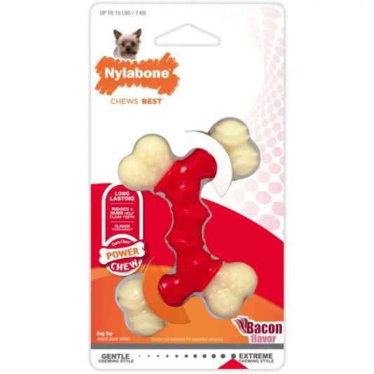 Nylabone Dura Chew Double Bone - Bacon Flavor - Petite - Dogs up to 15 lbs 