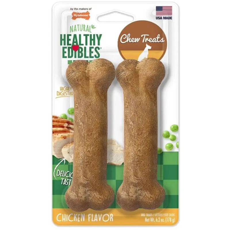 Nylabone Healthy Edibles Wholesome Dog Chews - Chicken Flavor - Wolf - 5.5" Long (2 Pack) 