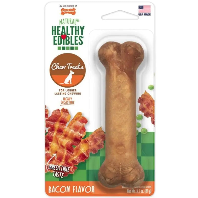 Nylabone Healthy Edibles Wholesome Dog Chews - Bacon Flavor - Wolf (1 Pack) 