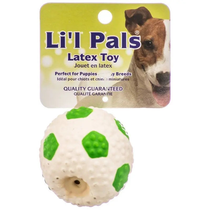 Lil Pals Latex Mini Soccer Ball for Dogs - Green & White - 2" Diameter 