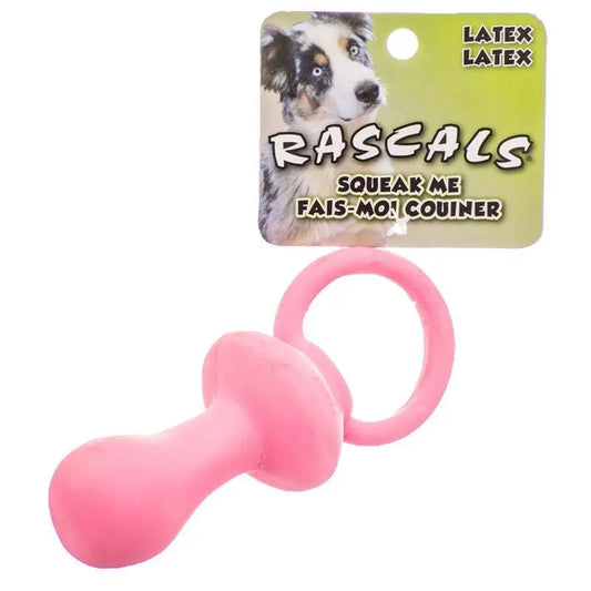 Rascals Latex Pacifier Dog Toy - Pink - 4.5" Long 