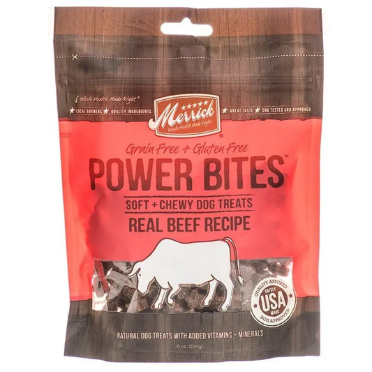 Merrick Power Bites Soft & Chewy Dog Treats - Real Texas Beef Recipe - 6 oz 