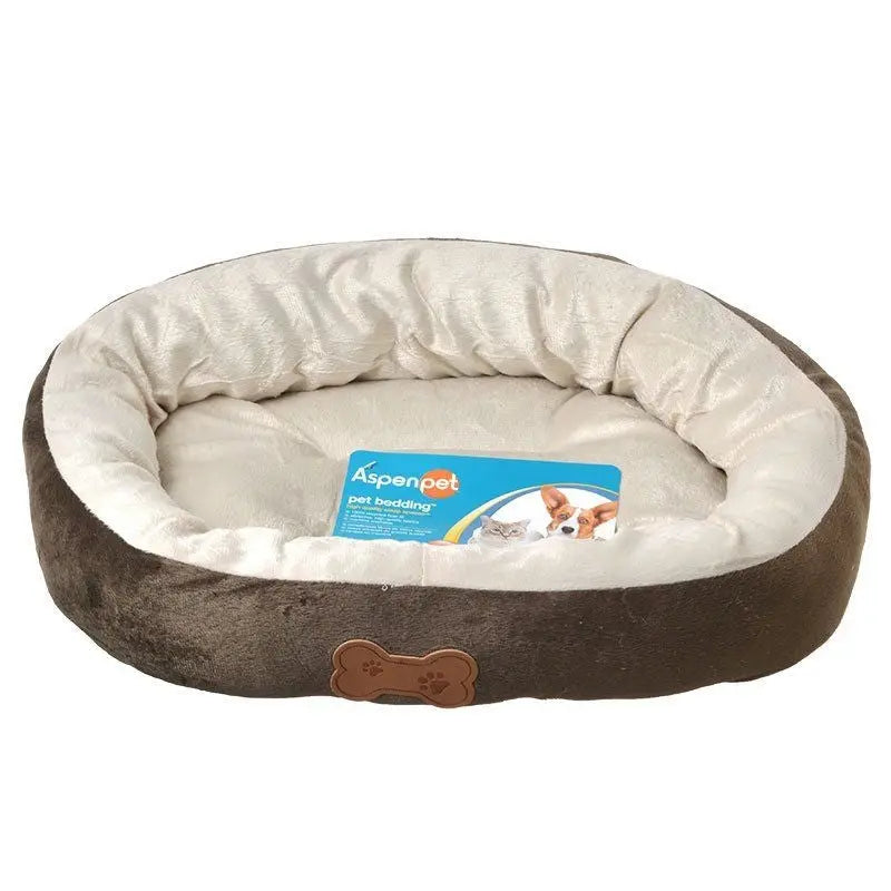 Aspen Pet Oval Nesting Pet Bed - Brown - 20"L x 16"W 