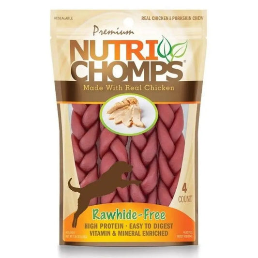 Premium Nutri Chomps Chicken Flavor Braids - 4 Count 