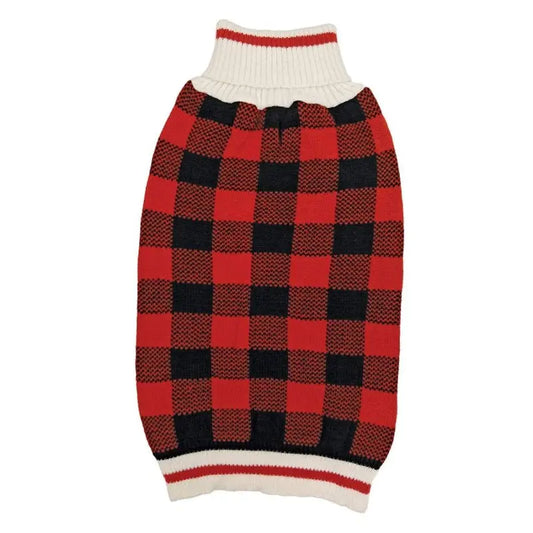 Fashion Pet Plaid Dog Sweater - Red - Large (19"-24" Neck to Tail) 