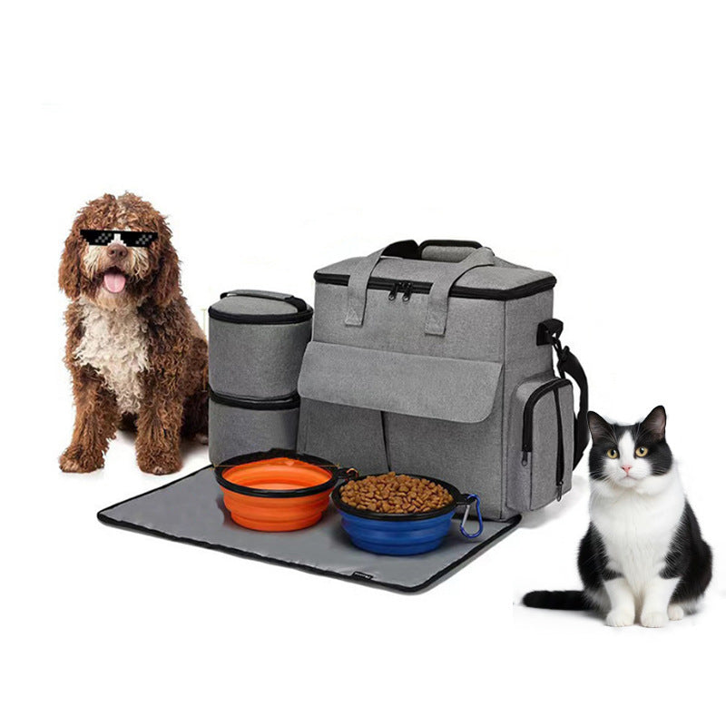 Dog Travel Bag Kit Pet Bag Out Travel Convenient Large-capacity Backpack Outdoor Travel Traveling Storage Bag Mat 