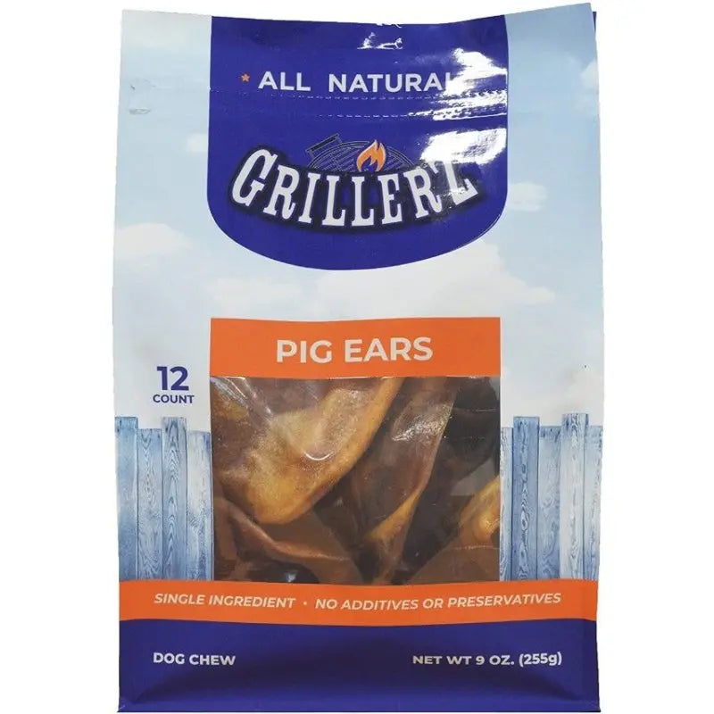 Grillerz Pig Ears Dog Treat - 12 count 