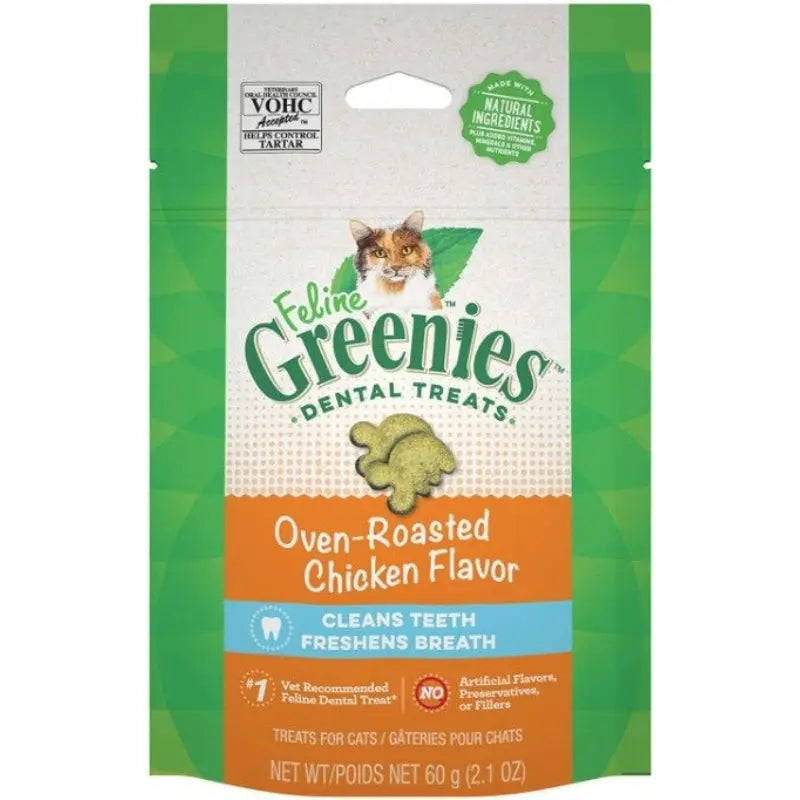 Greenies Feline Natural Dental Treats Oven Roasted Chicken Flavor - 2.1 oz 