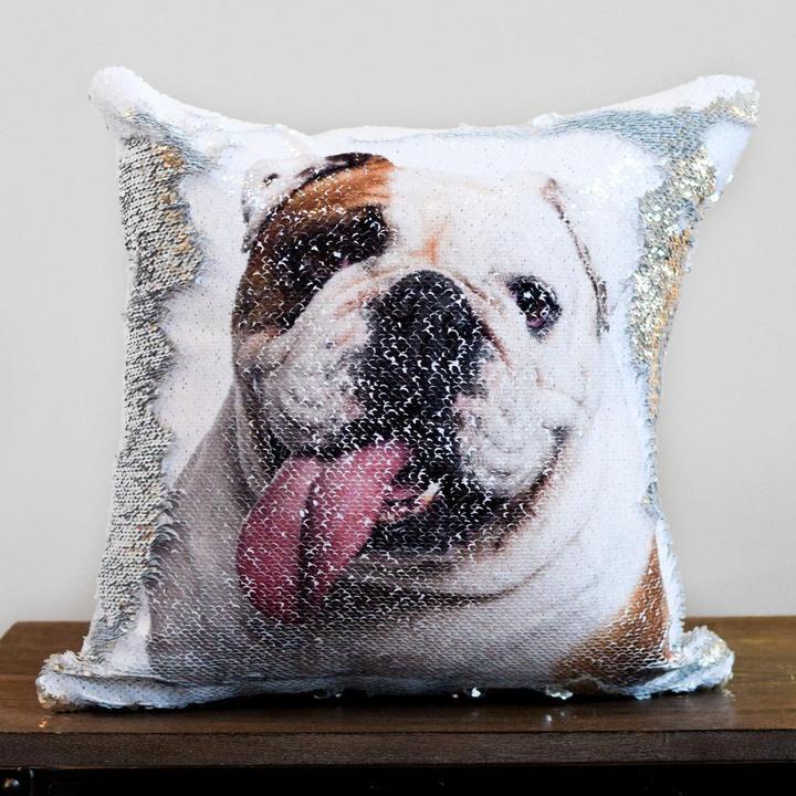 Custom Photo Cushion Cover Diy Personalized Sequin Luminous Pillowcase Room Decoration Baby Wedding Pet Photos Printed 