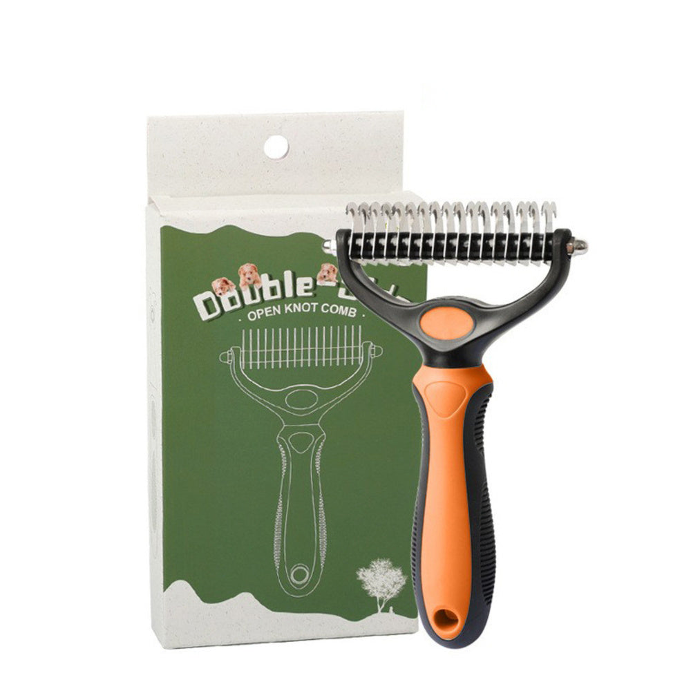 Pet Grooming Brush - Double Sided Shedding, Dematting Undercoat Rake For Dogs, Cats 