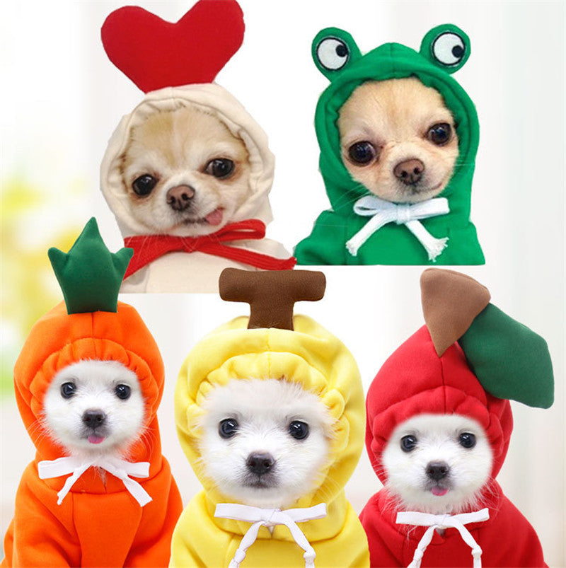 Cute Fruit Hoodies Winter Warm Fleece Pet Clothing 