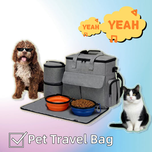 Dog Travel Bag Kit Pet Bag Out Travel Convenient Large-capacity Backpack Outdoor Travel Traveling Storage Bag Mat 