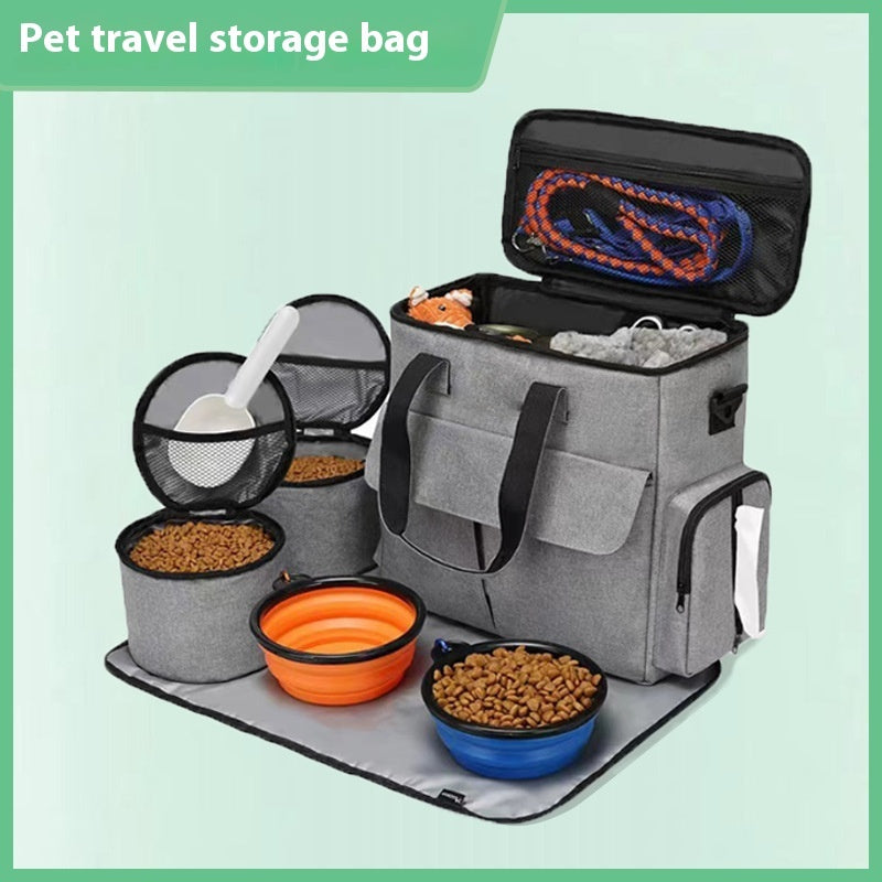 Dog Travel Bag Kit Pet Bag Out Travel Convenient Large-capacity Backpack Outdoor Travel Traveling Storage Bag Mat 