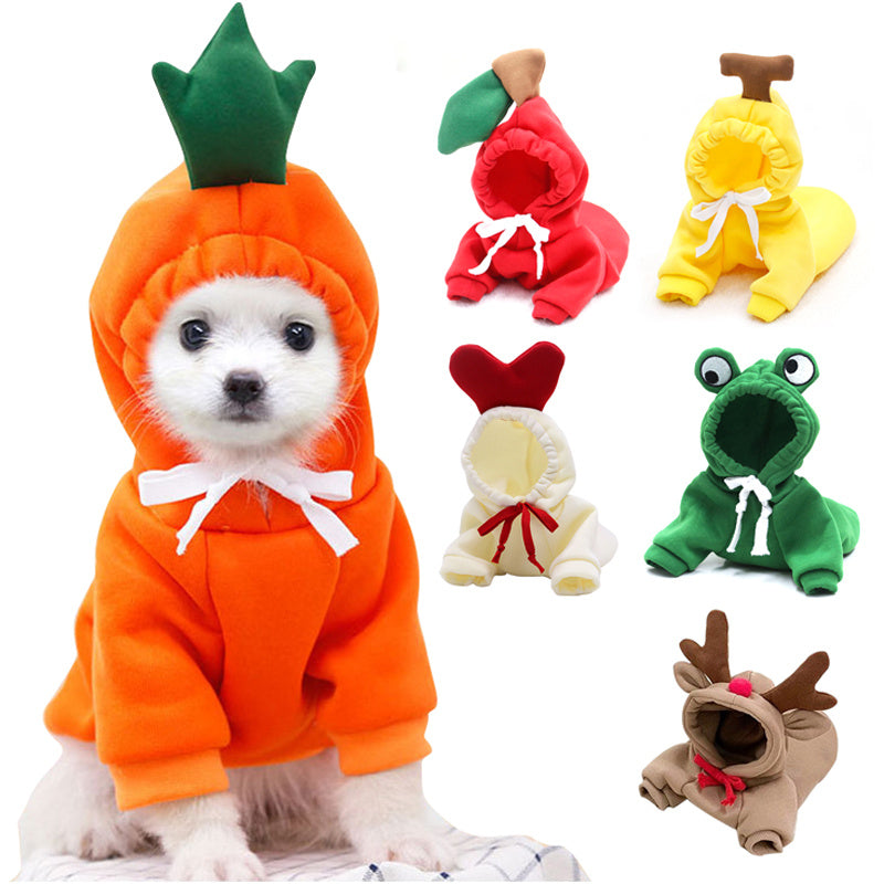 Cute Fruit Hoodies Winter Warm Fleece Pet Clothing 