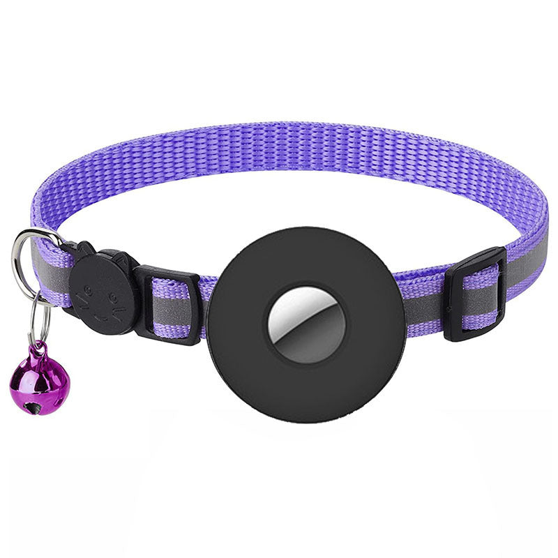 Airtag Pet Collar With Bell Reflective Adjustable Anti-lost Cat Dog Collar 