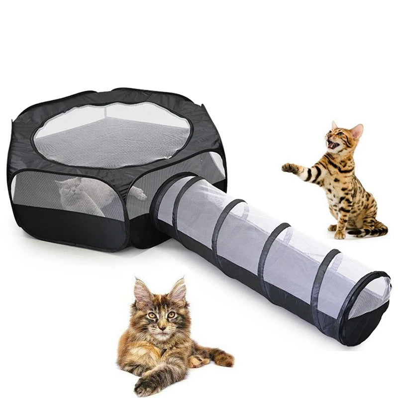 PurrPlay Foldable Cat Tunnel – 2-in-1 Multifunctional Fun & Comfort