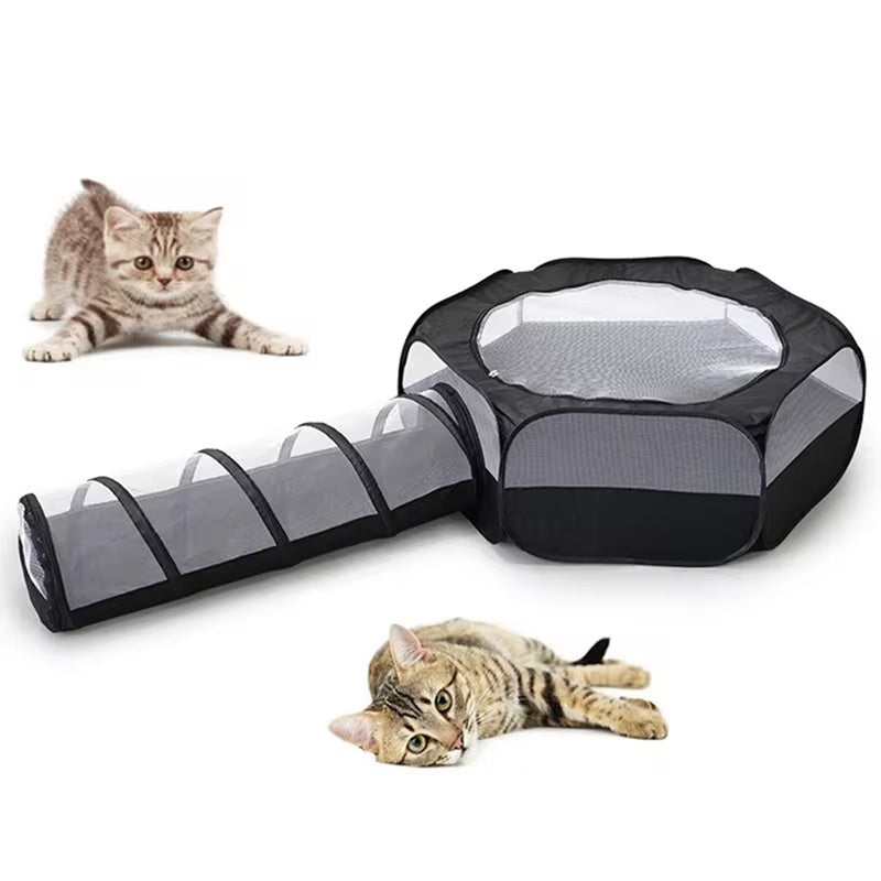 PurrPlay Foldable Cat Tunnel – 2-in-1 Multifunctional Fun & Comfort