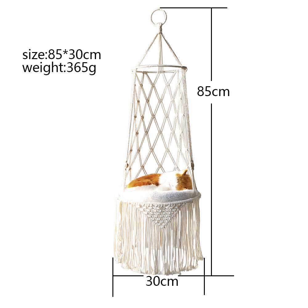 Macrame Hanging Pet Bed Macrame Cat Hammock Wall Hanging Cat Hammock Macrame Cat Bed-Pet Gifts Hammock Macrame Cat Swing 