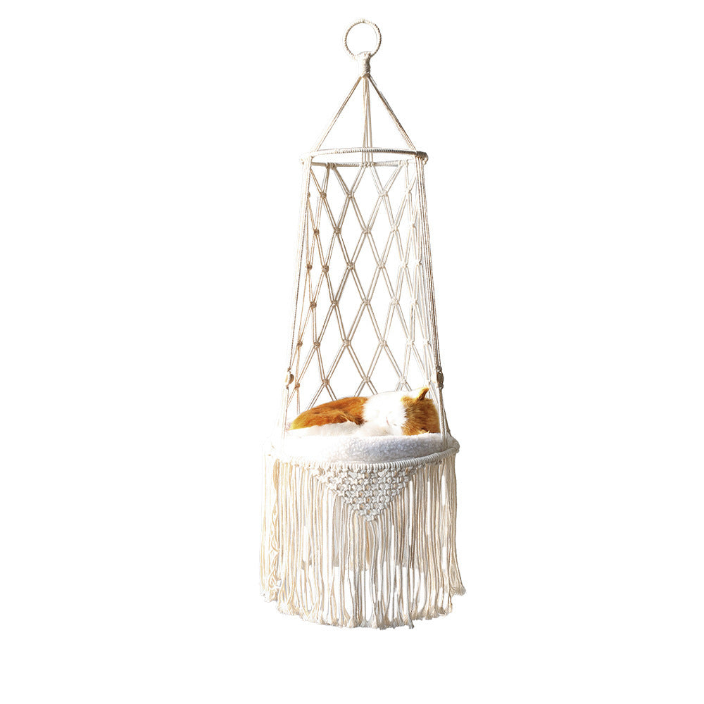 Macrame Hanging Pet Bed Macrame Cat Hammock Wall Hanging Cat Hammock Macrame Cat Bed-Pet Gifts Hammock Macrame Cat Swing 