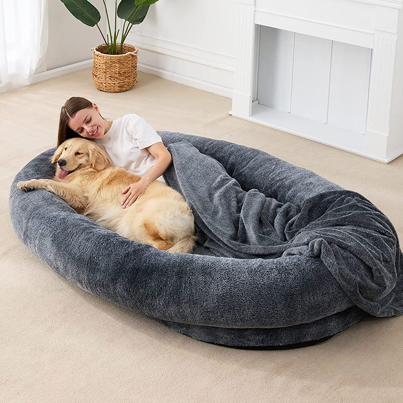 Large Human Short Plush Dog Bed - Comfort for Humans, Inspired by Dogs! - Rallie Pets