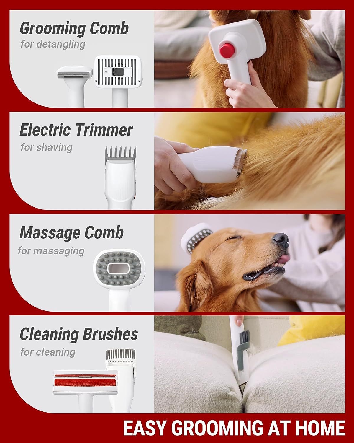 VacLife Pet Hair Vacuum For Shedding Grooming With Dog Clipper Essential Pet Products